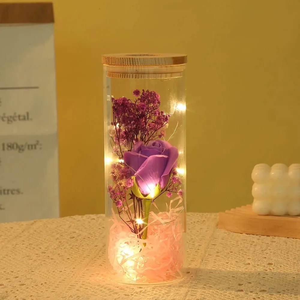 Trandafir din săpun în tub LED, sticlă și lemn, en-gros - E199 — Görsel 6