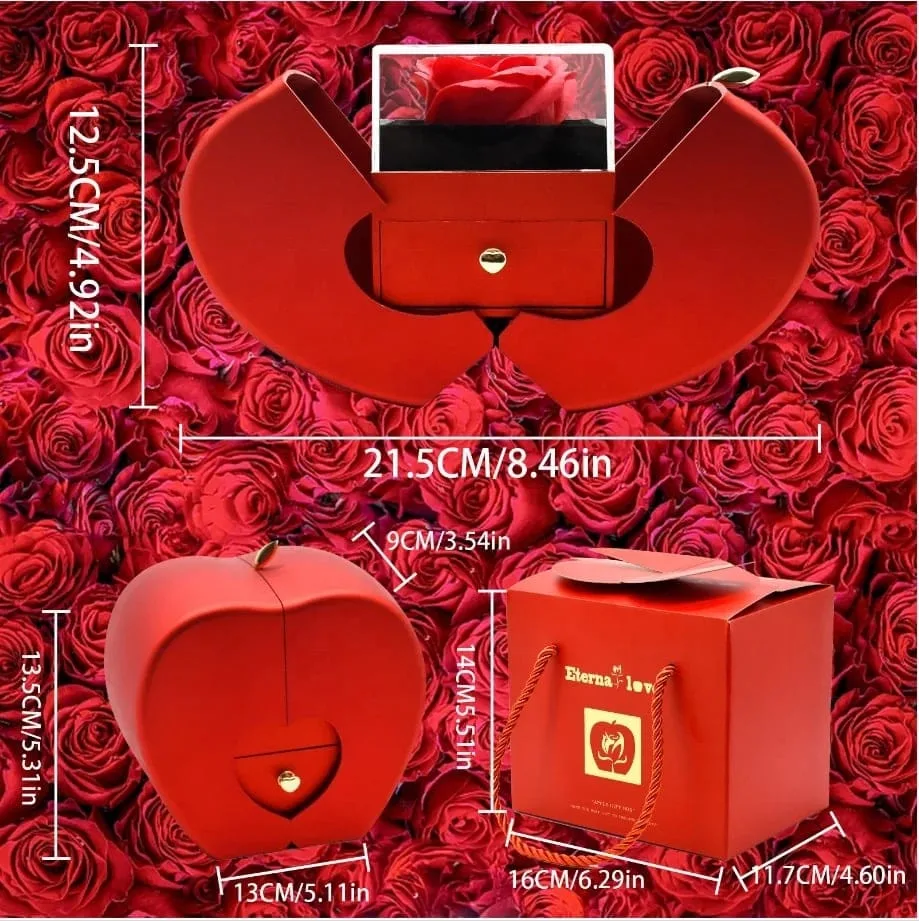 Cutie cadou măr cu trandafir din săpun și sertar „Mărul Iubirii Eterne” en-gros - E406 — Imaginea 4