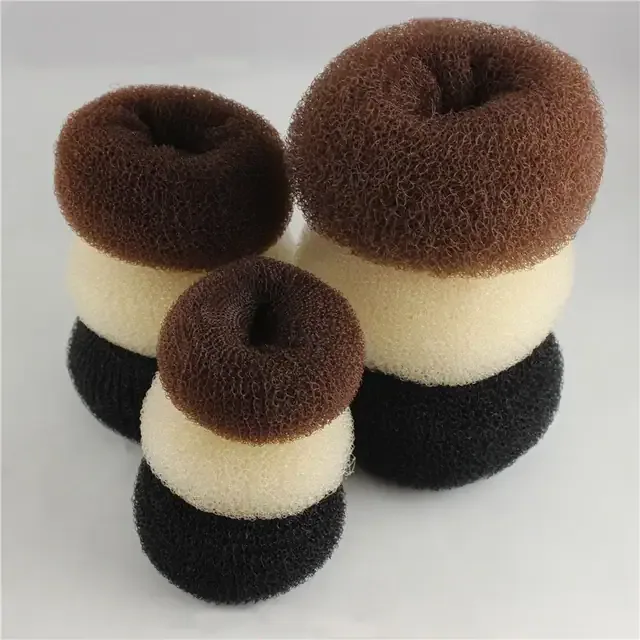 Burete Pentru Coc MIC - Accesoriu Coafură Tip Gogoșar, Negru/Șaten/Bej En Gros — Görsel 4