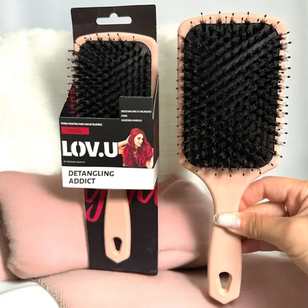 Perie de păr detangling addict LOV.U cu dinți dubli - soluția profesională pentru descâlcirea rapidă, fără ruperea sau electrizarea firelor Angro