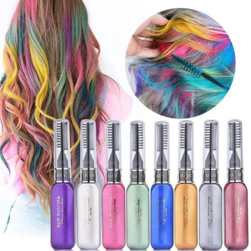 Rimel colorat pentru șuvițe - vopsea temporară de păr, 15 ml, 6 culori intense cu efect glitter Engros — Görsel 3