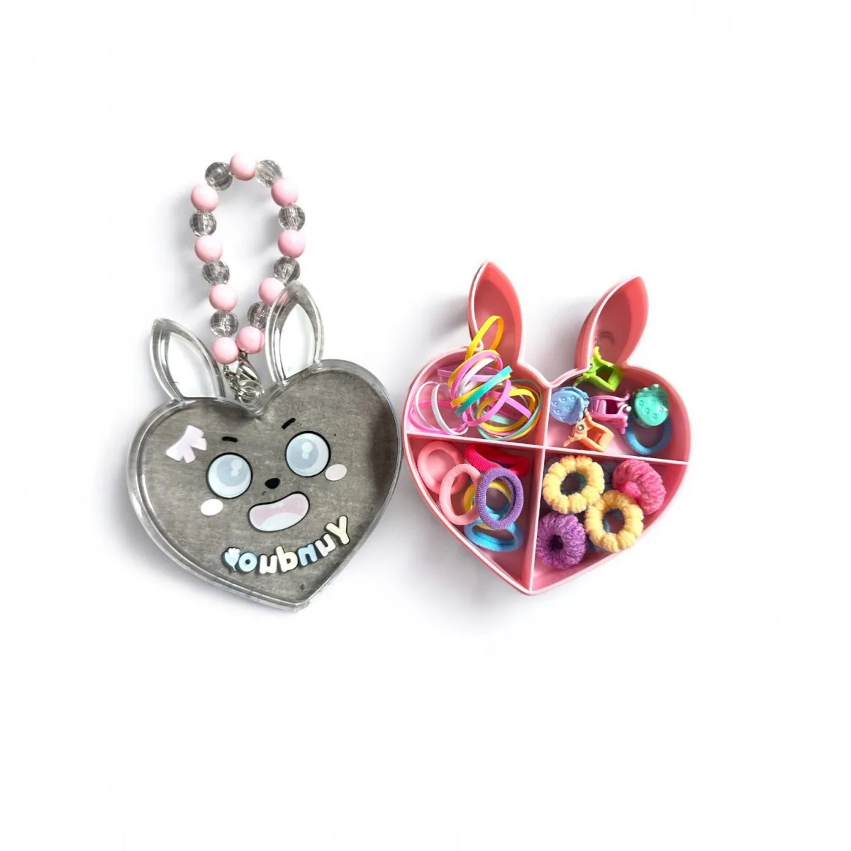 Set Accesorii Păr în Cutie Inimă tip gentuța - elastice și clame colorate Engros — Imaginea 2