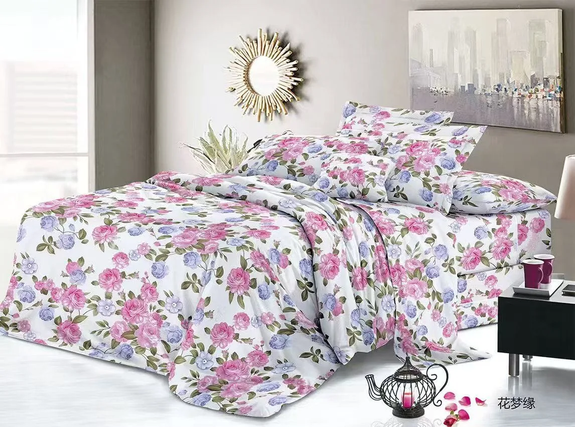 Lenjerie de pat finet 4 piese angro - floral pastel - H802 — Image 1