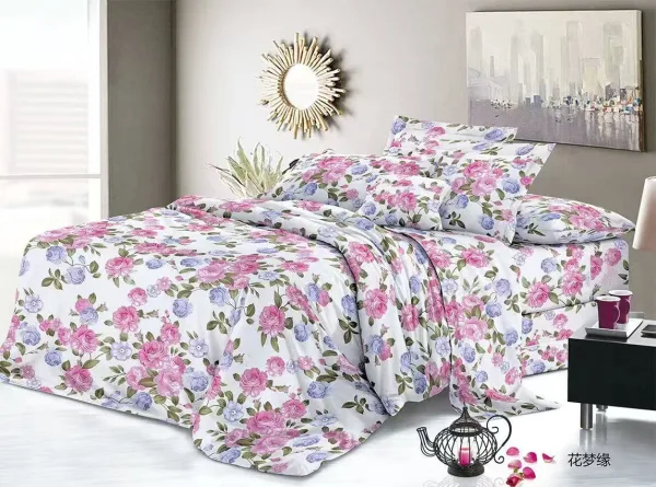 Lenjerie de pat finet 4 piese angro - floral pastel - H802