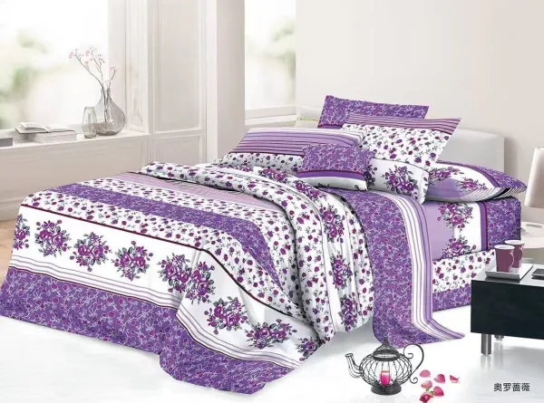 Lenjerie pat finet mov floral set 4 piese H804 Engros