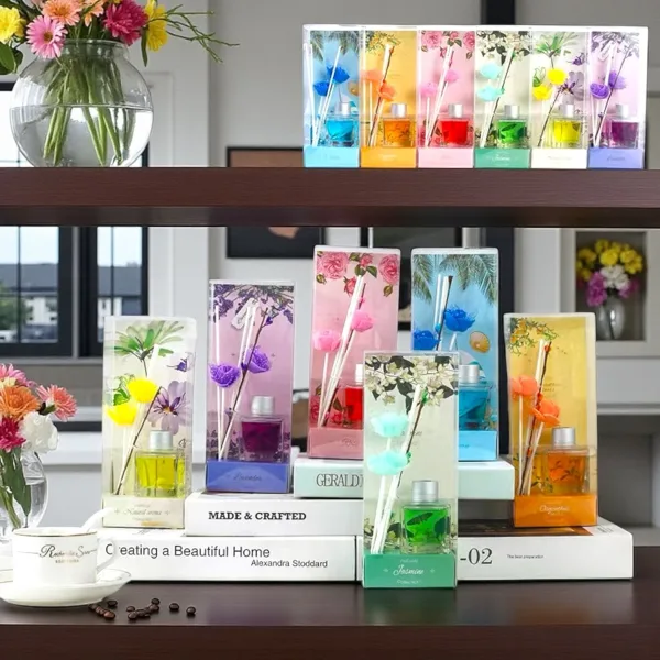 Difuzor parfum cu bețișoare și flori decorative angro - I366