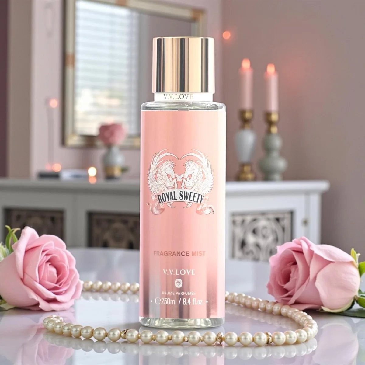 Spray de corp elegant roz 250 ml - aromă feminină și rafinată Angro — Imaginea 1