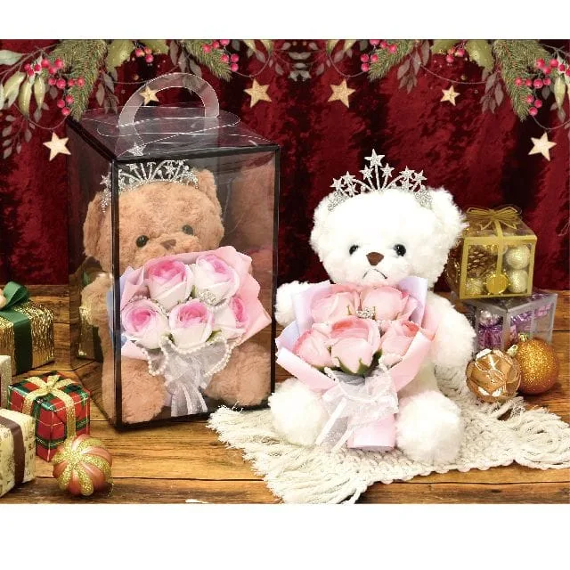 Ursuleț cu buchet din săpun, cutie 17 × 17 × 28 cm, en-gros - I457 — Imaginea 1