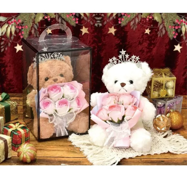 Ursuleț cu buchet din săpun, cutie 17 × 17 × 28 cm, en-gros - I457