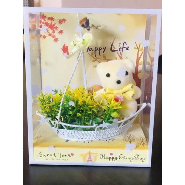 Ursuleț cu flori artificiale colorate, 13 cm, en-gros - I493 — Görsel 2