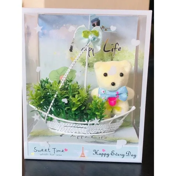 Ursuleț cu flori artificiale colorate, 13 cm, en-gros - I493 — Görsel 5