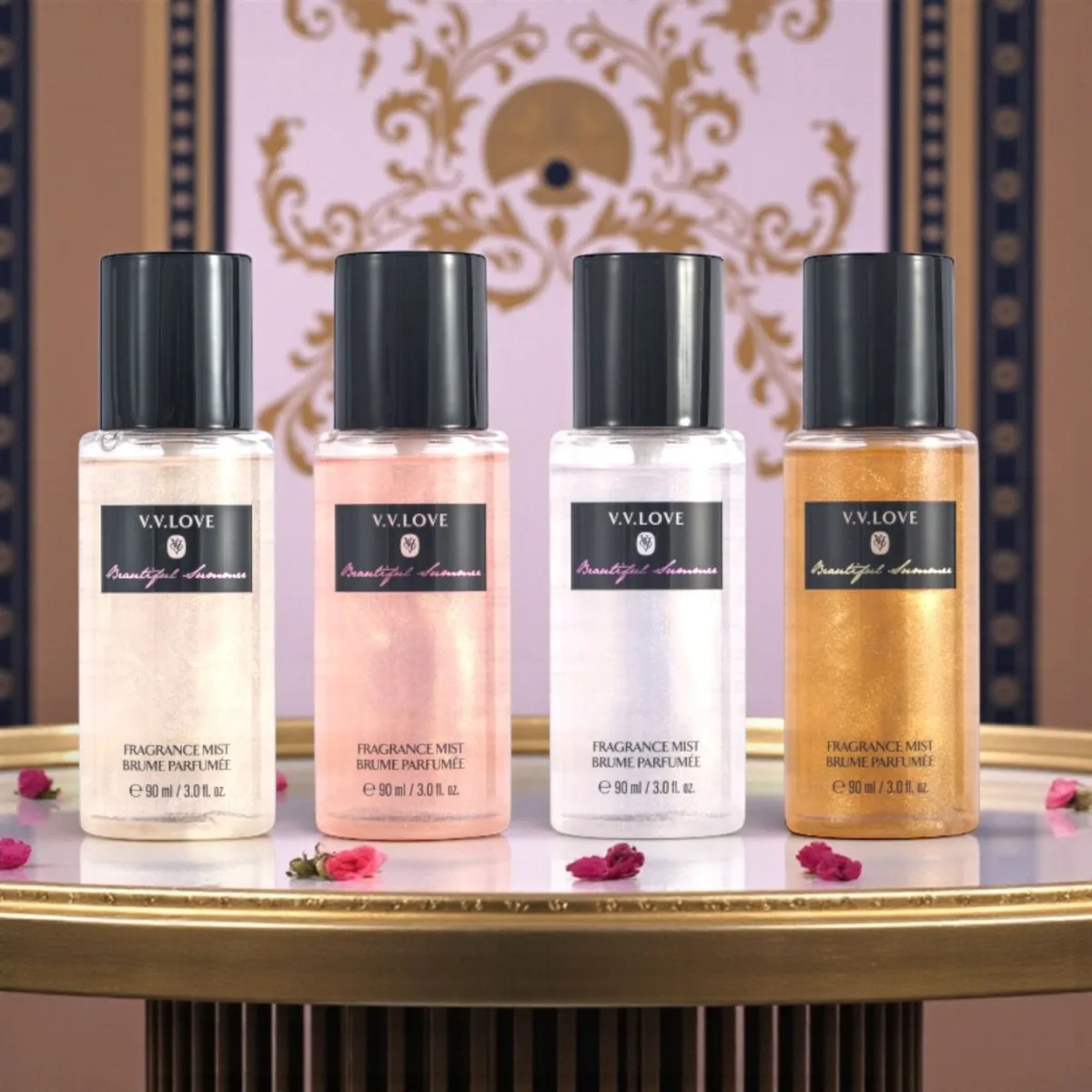 Set 4 sprayuri parfumate irezistibile 90 ml mixven 9058-46 fragrance mist cu efect stralucitor En-Gross — Görsel 1