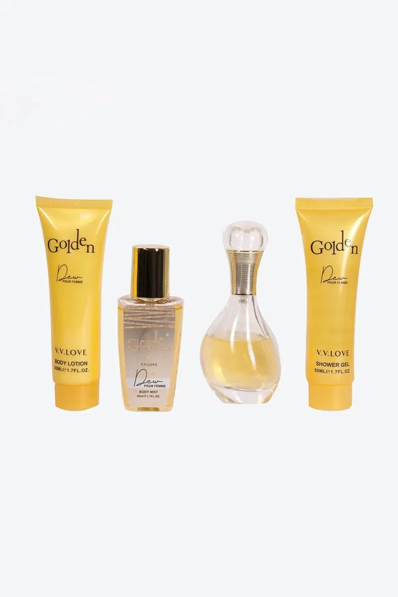 Set cadou parfum 4 piese ambalaj auriu elegant premium Engros — Görsel 3