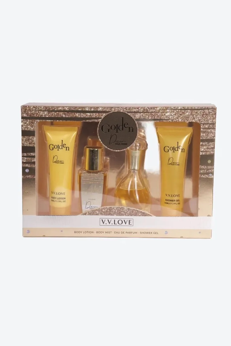 Set cadou parfum 4 piese ambalaj auriu elegant premium Engros — Görsel 4