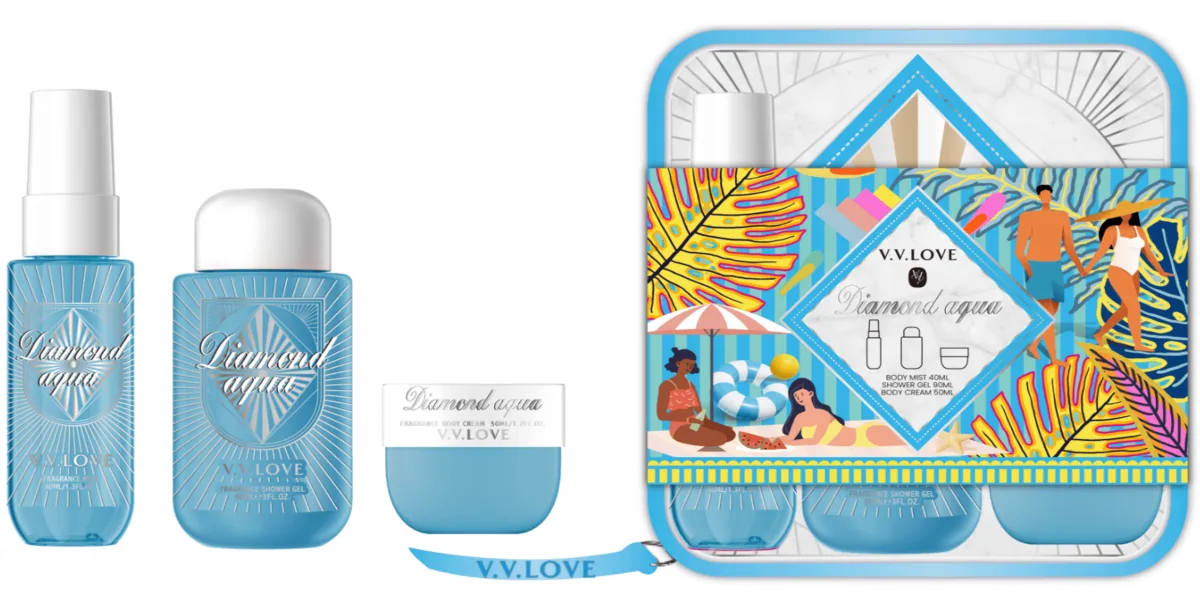Set cadou Diamond Aqua VL9040-S-6 cu spray de corp, crema si gel de dus Engros — Imaginea 2