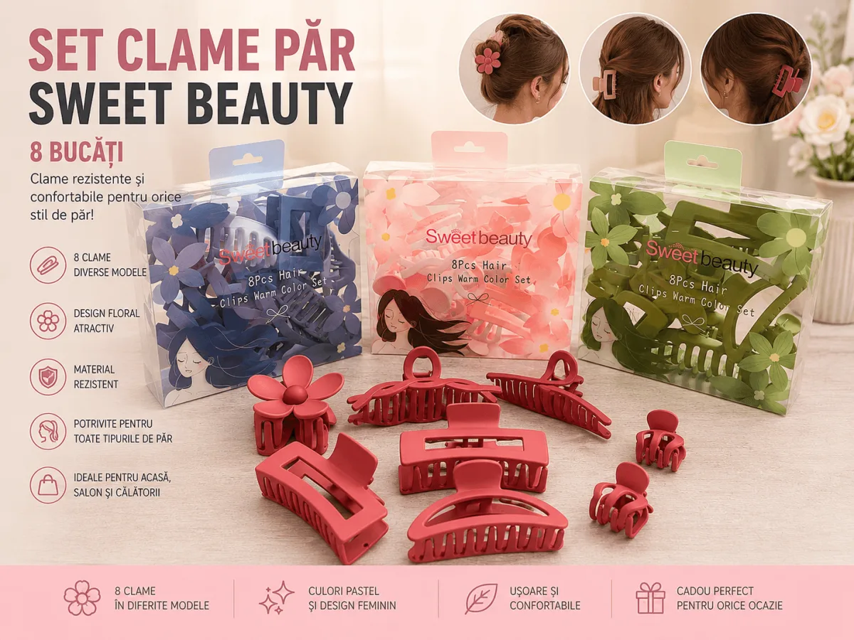 Set clame par Sweet Beauty BX-4455 cu 8 accesorii colorate En Gros — Görsel 1