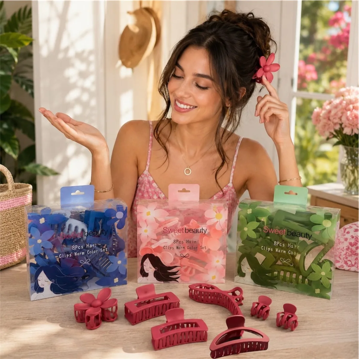 Set clame par Sweet Beauty BX-4455 cu 8 accesorii colorate En Gros — Görsel 2