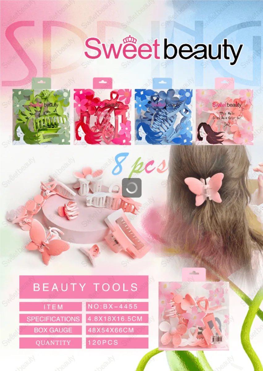 Set clame par Sweet Beauty BX-4455 cu 8 accesorii colorate En Gros — Görsel 3