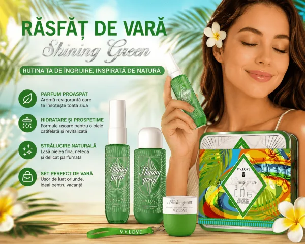 Set body mist cremă corp și gel baie Shining Green VL9040-S-7 Engros