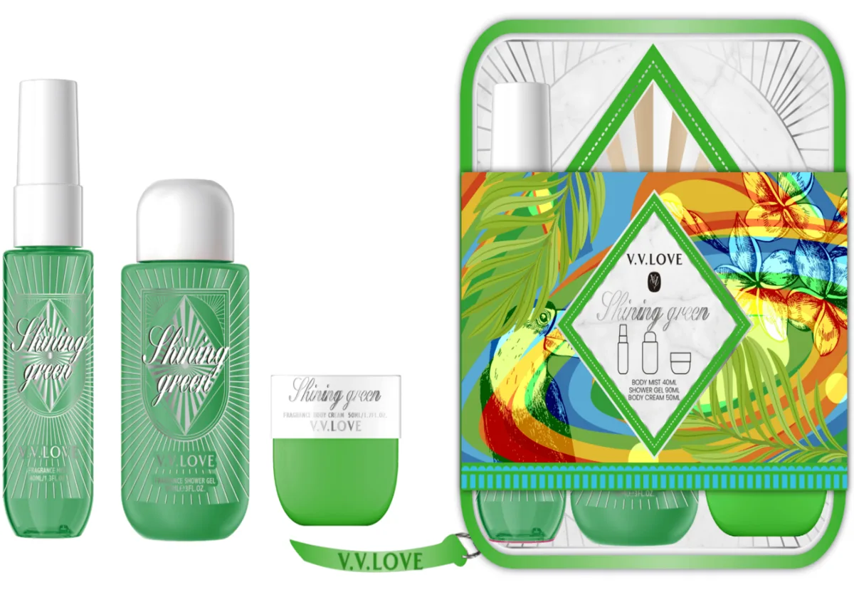 Set body mist cremă corp și gel baie Shining Green VL9040-S-7 Engros — Görsel 2