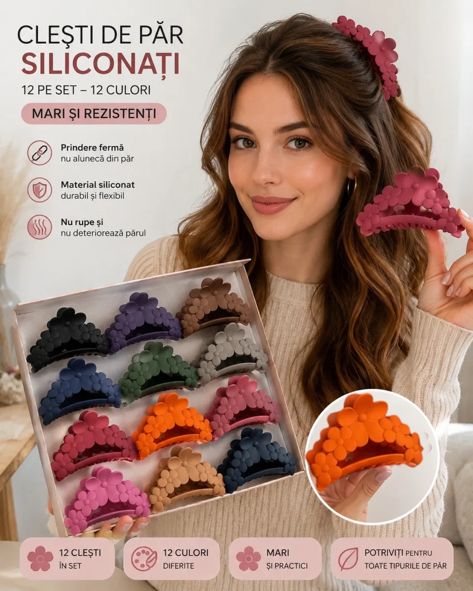 Clești de păr silicon 12/set diverse culori En Gros — Image 1