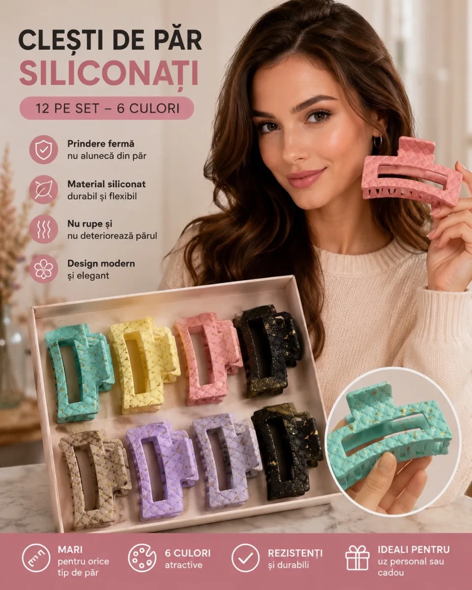 Clești de păr siliconați mărime mare 12 buc/set En-Gross — Image 1