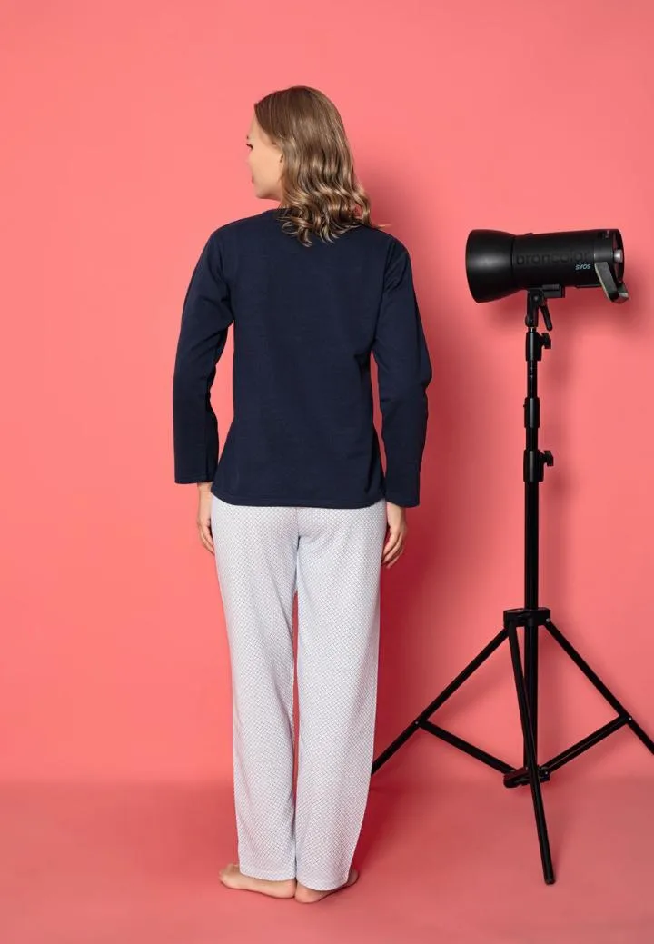 Pijama damă vătuită cu mânecă lungă și pantaloni lungi din bumbac Engros — Image 3