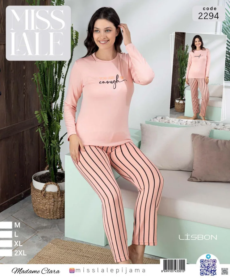 Pijama dama din lisbon, " YOU ARE ENOUGH ",Culoare roz,En-gros