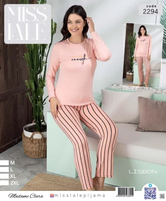 Pijama dama din lisbon, " YOU ARE ENOUGH ",Culoare roz,En-gros