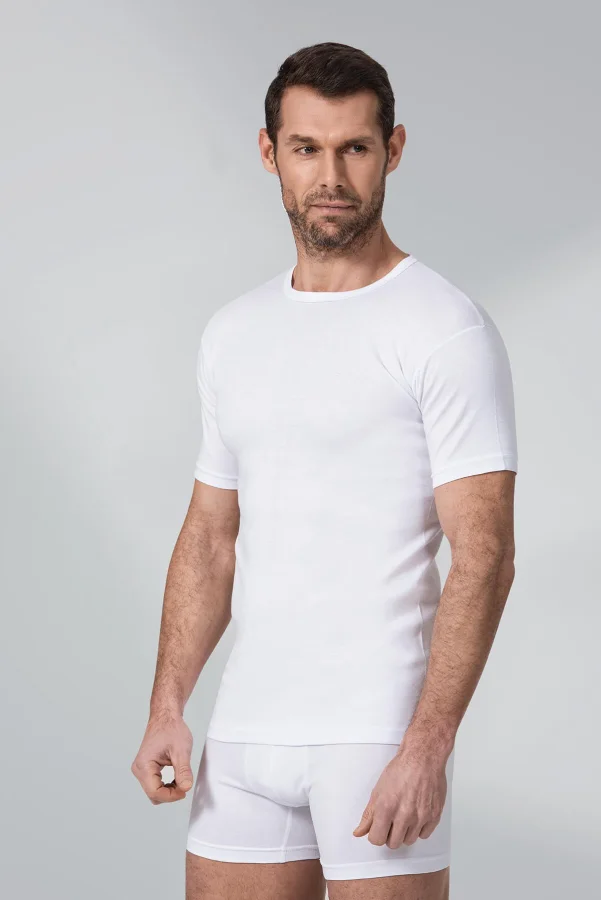 Tricou Bărbat Alb Basic la Baza Gâtului – En-gros