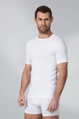 Tricou Bărbat Alb Basic la Baza Gâtului – En-gros