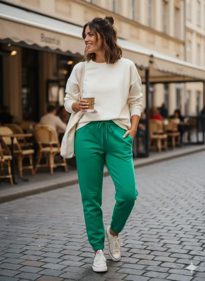 Pantaloni de trening damă,culoare verde cu elastic și șiret,Engros