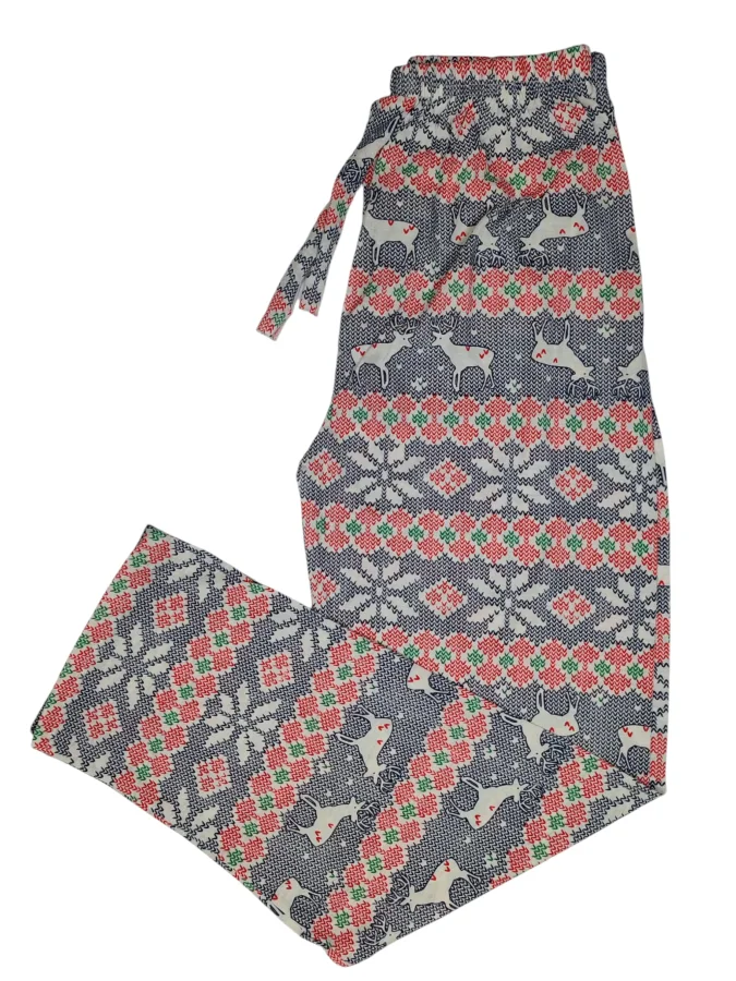 Pantaloni pijama dama Craciun,Culoare Albastru cu Rosu ,Engros