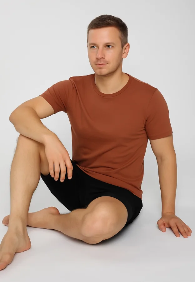 Pijama Bumbac &amp; Modal bărbați,culoare Maro -Negru– Engros