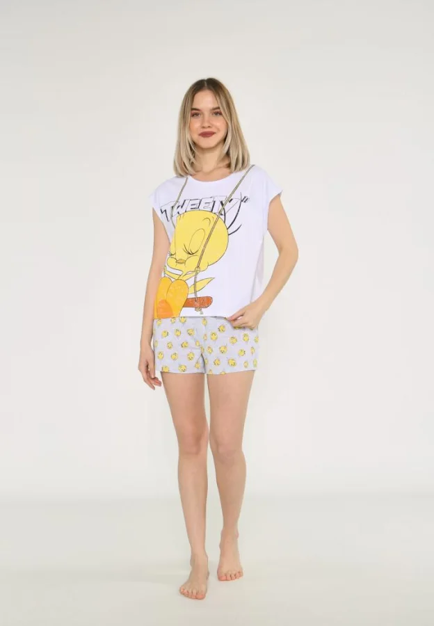 Pijama damă Looney Tunes cu imprimeu Tweety ,Engros