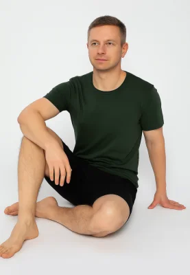 Pijama Bumbac &amp; Modal bărbați,culoare Kaki -Negru– Engros
