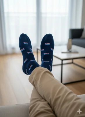 Șosete Bărbătești Organice Fără Cusătură, culoare bleumarin,Engros