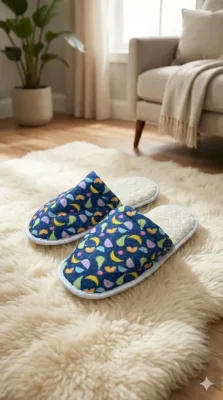 Papuci damă bleumarin cu fructe  ,Engros