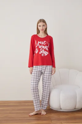 Pijama Dama Craciun   ,maneca lunga ,pantaloni lungi,Engros