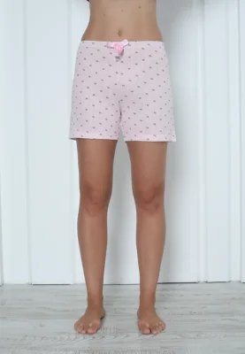 Pantalon scurt dama Engros, roz, imprimeu inimi