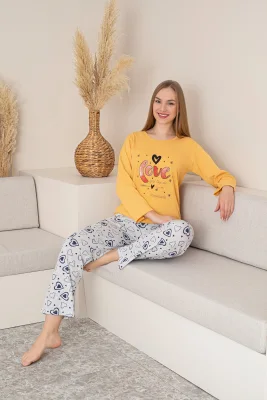 Pijama dama "LOVE", Culoare Galben,Engros