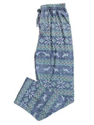 Pantaloni pijama dama Craciun,Culoare Albastru cu Verde  ,Engros