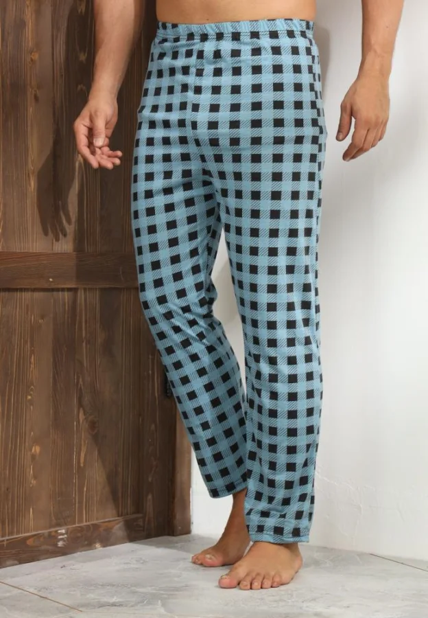Pantaloni de Pijama ,Big Size ,Barbati,Culoare Turcoaz cu Negru,Engros