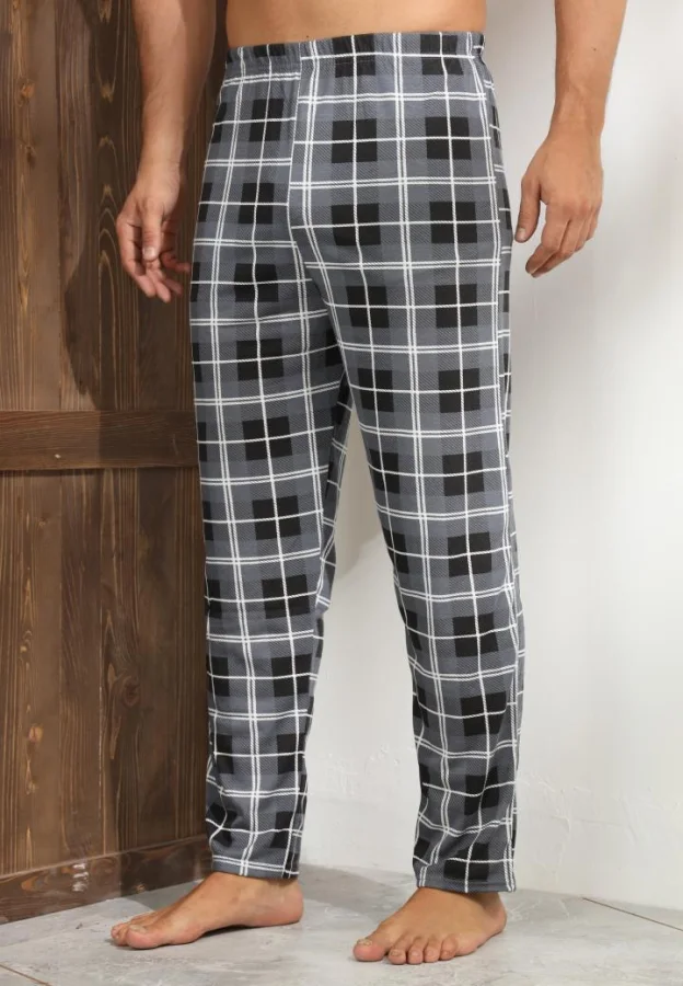 Pantaloni de Pijama ,Big Size ,Barbati,Culoare Gri cu Negru,Engros