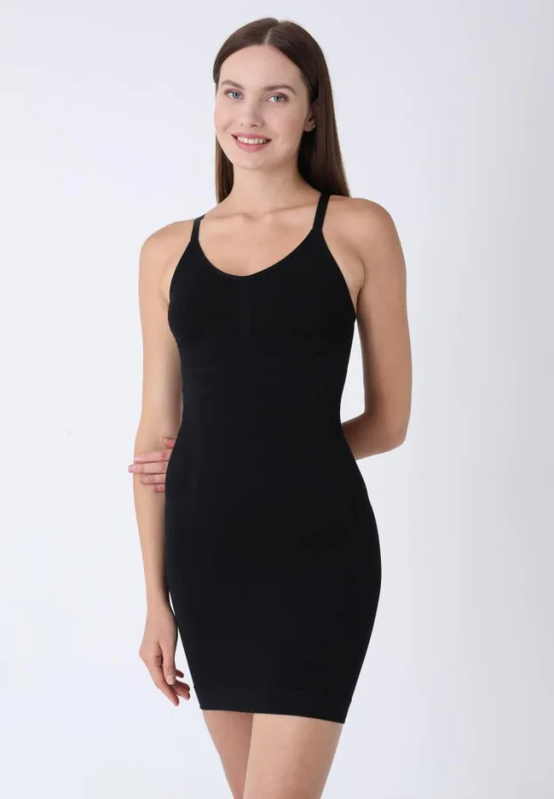 Rochie Corset cu Bretele Reglabile și Bandă din Silicon ,Culoare Negru ,Engros