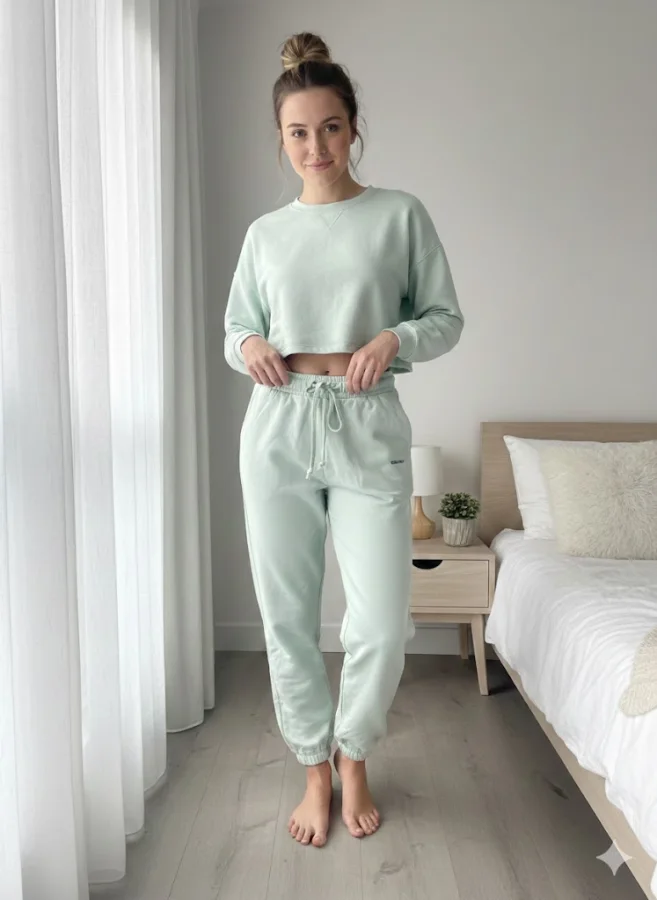 Pantaloni trening dama vatuiti interior,culoare , verde mentă,Engros