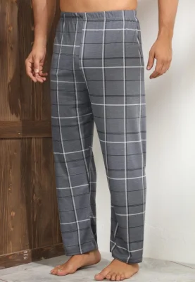 Pantaloni de Pijama ,Barbati,Culoare Gri Inchis cu Alb,Engros