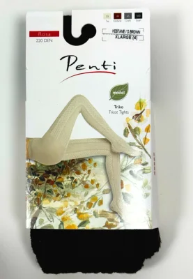 Dres damă Penti 220 DEN ,,Rosa''- cu model croșetat, Culoare maro ,Engros