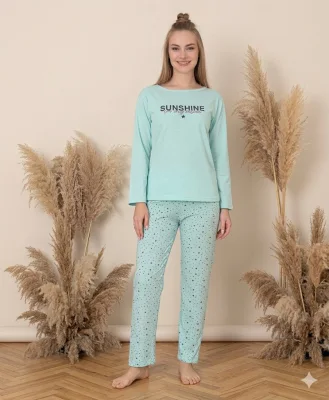 Pijama dama ,"SUNSHINE", culoare turcoaz,Engros
