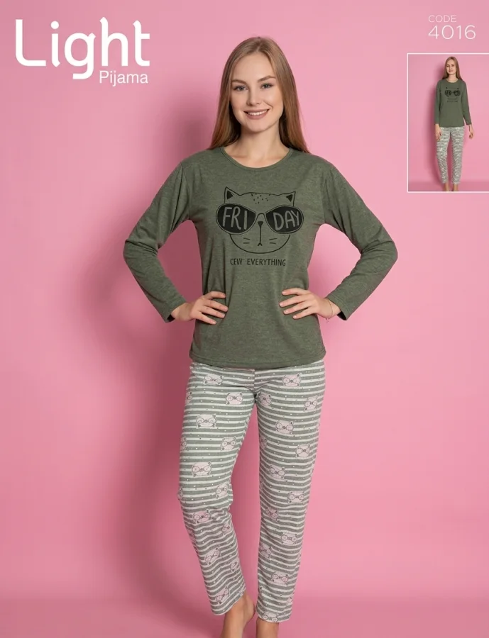 Pijamle, dama cu maneca lunga,verde ,Engros
